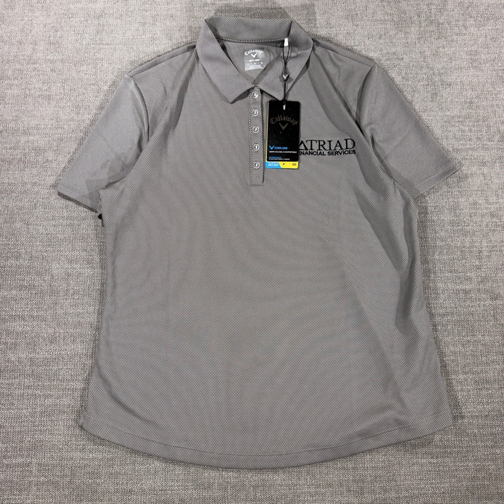 Callaway Polo Shirt Womens Large Grey NWT Opti-Dri‎ Short Sleeve Golf Triad Logo